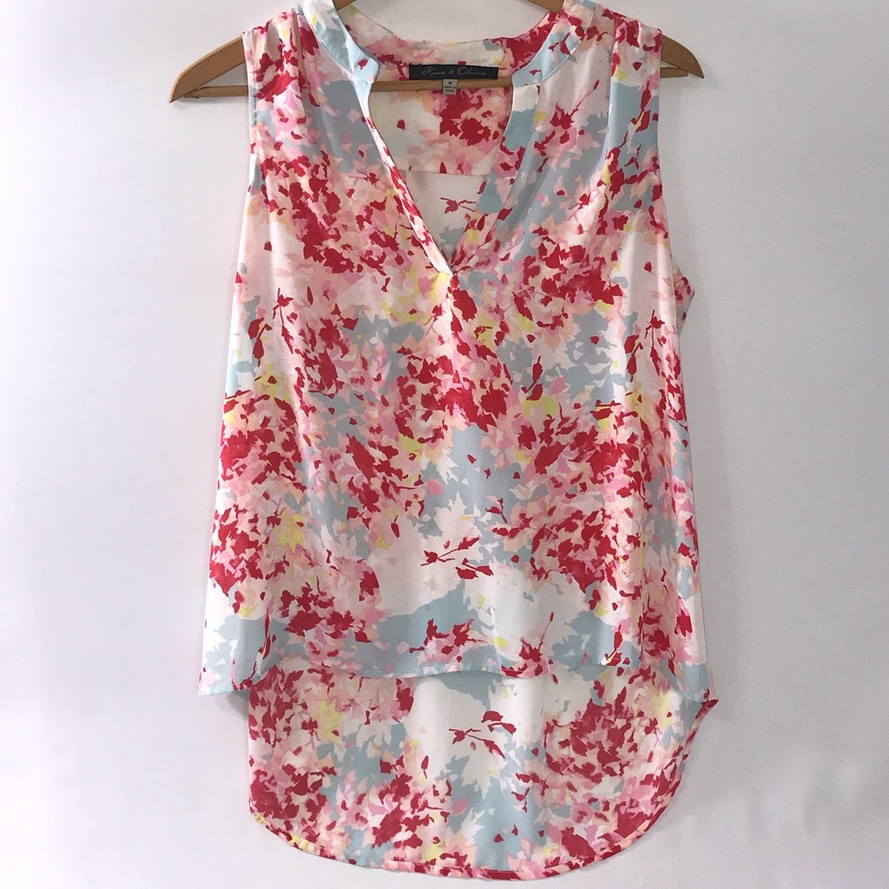Bright print sleeveless blouse